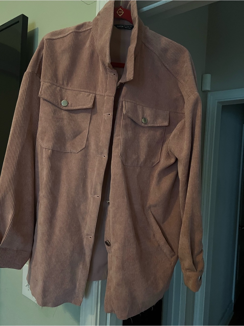 SHEIN Pink Corduroy Shacket